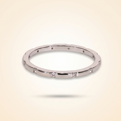 Distant Pavé Round Diamond Wedding Band