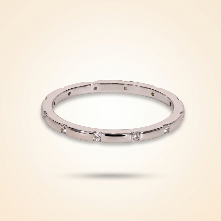 Distant Pavé Round Diamond Wedding Band