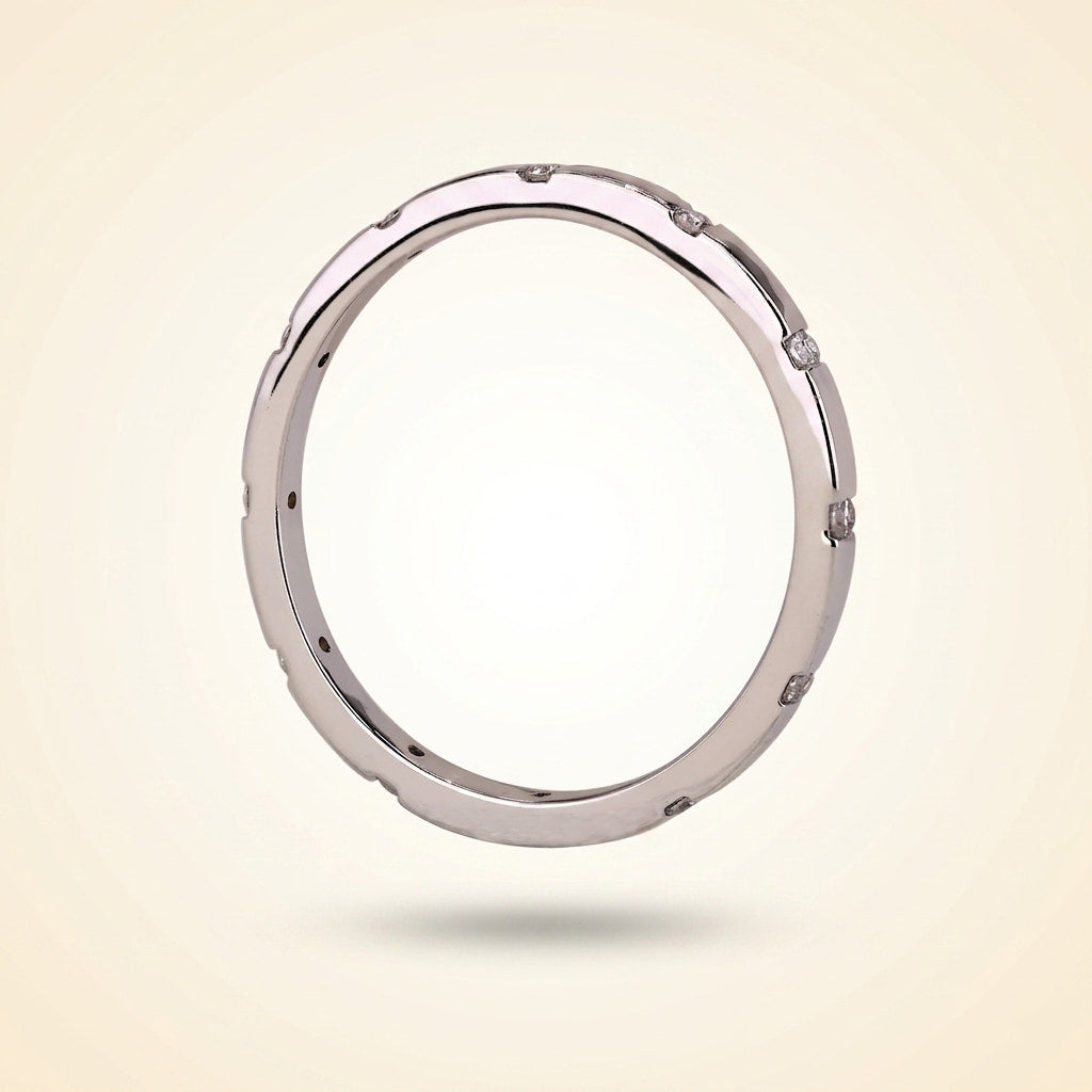 distant pavé round diamond wedding band
