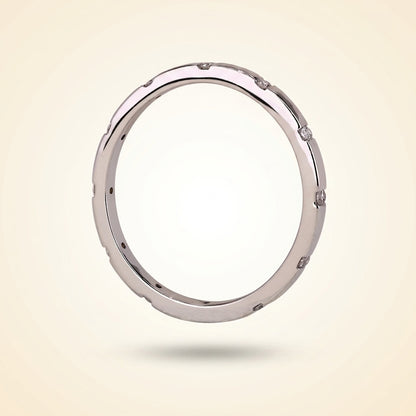 Distant Pavé Round Diamond Wedding Band