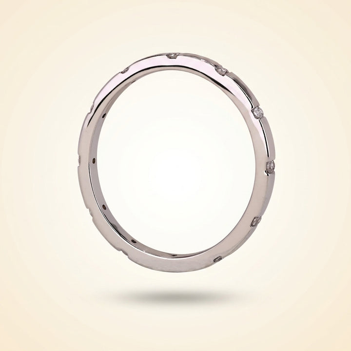 Distant Pavé Round Diamond Wedding Band