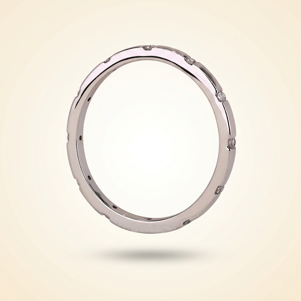distant pavé round diamond wedding band
