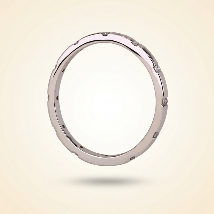 Distant Pavé Round Diamond Wedding Band