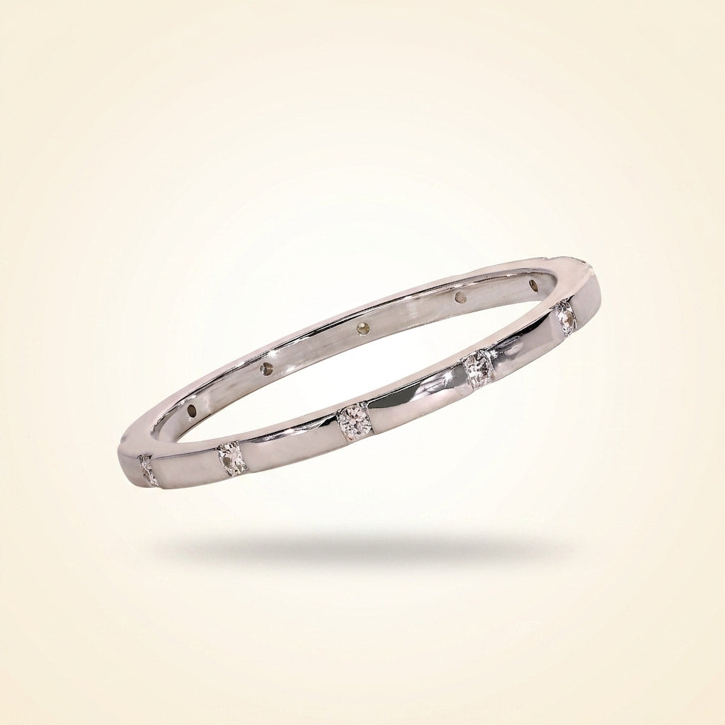 distant pavé round diamond wedding band