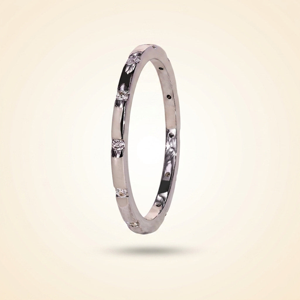 distant pavé round diamond wedding band