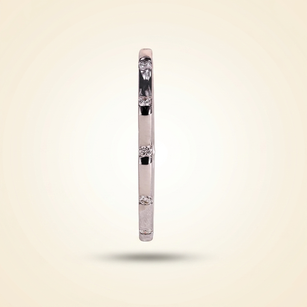 distant pavé round diamond wedding band