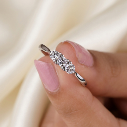 Three-Stone Round Diamond Shared-Prong Band