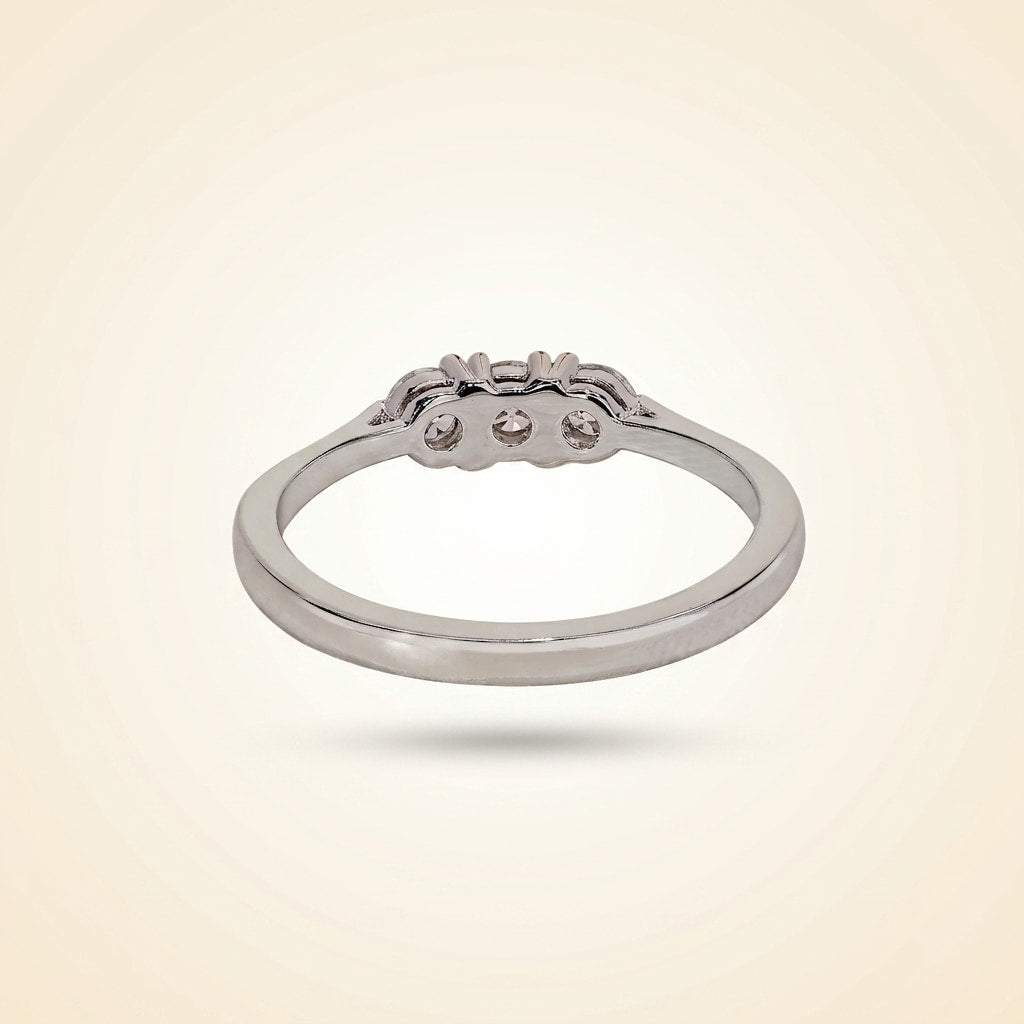 three-stone round diamond shared-prong band