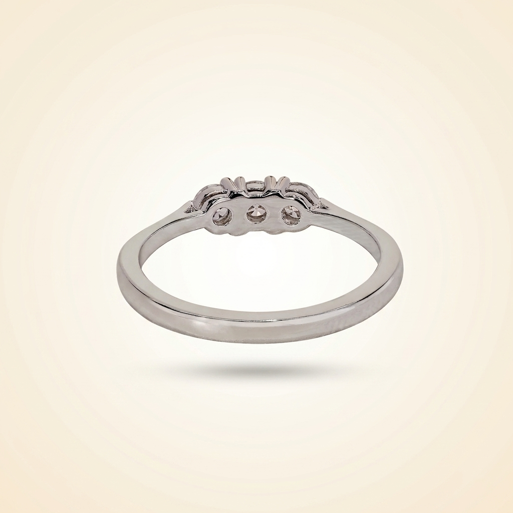 three-stone round diamond shared-prong band