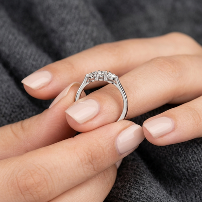 Three-Stone Round Diamond Shared-Prong Band