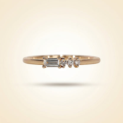 Horizontal Baguette and Round Diamond Asymmetric Cluster Band