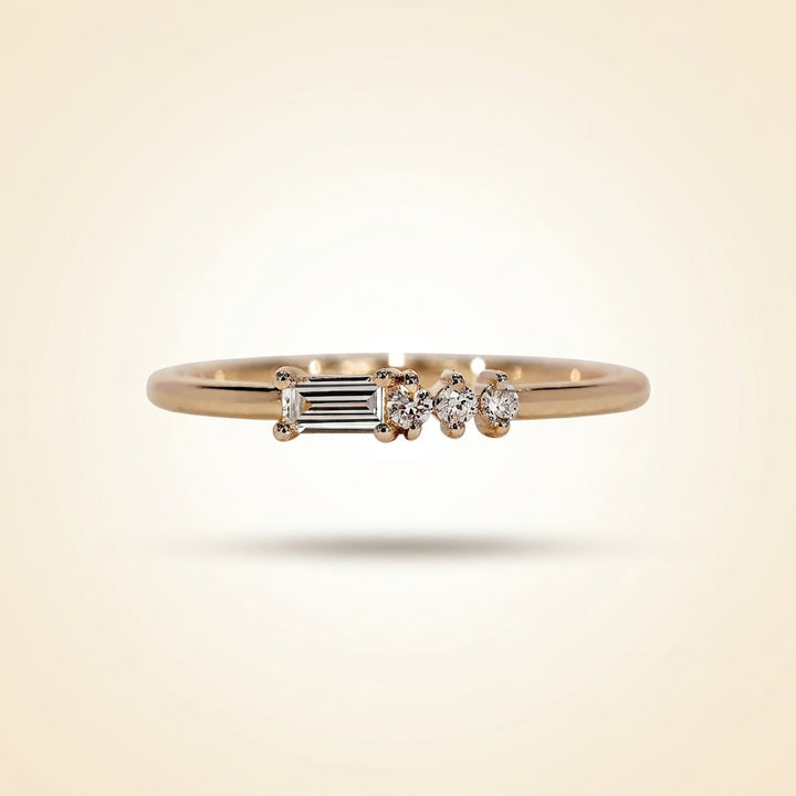 Horizontal Baguette and Round Diamond Asymmetric Cluster Band