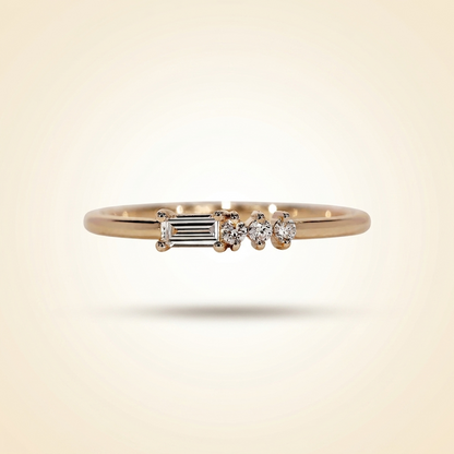 Horizontal Baguette and Round Diamond Asymmetric Cluster Band