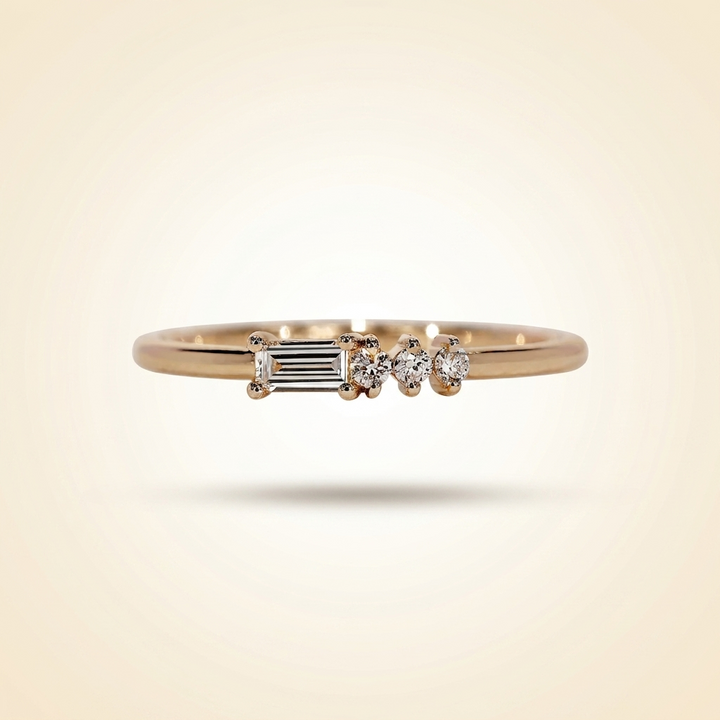 Horizontal Baguette and Round Diamond Asymmetric Cluster Band