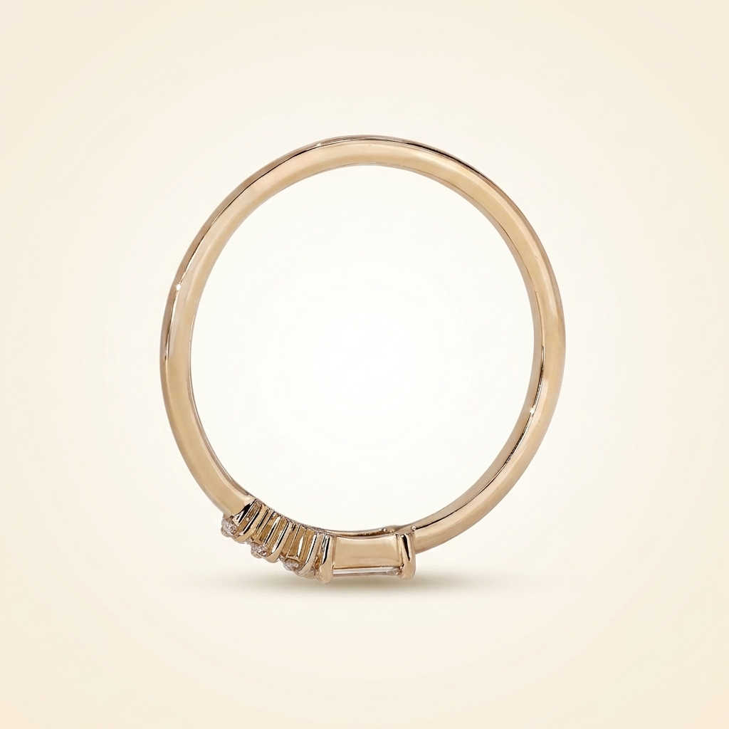 horizontal baguette and round diamond asymmetric cluster band