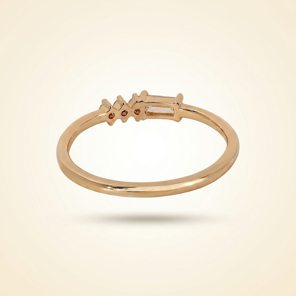 horizontal baguette and round diamond asymmetric cluster band