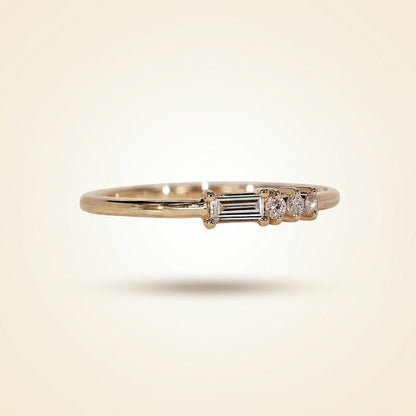 Horizontal Baguette and Round Diamond Asymmetric Cluster Band