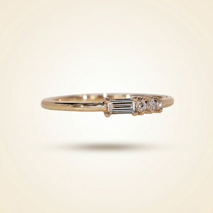 Horizontal Baguette and Round Diamond Asymmetric Cluster Band