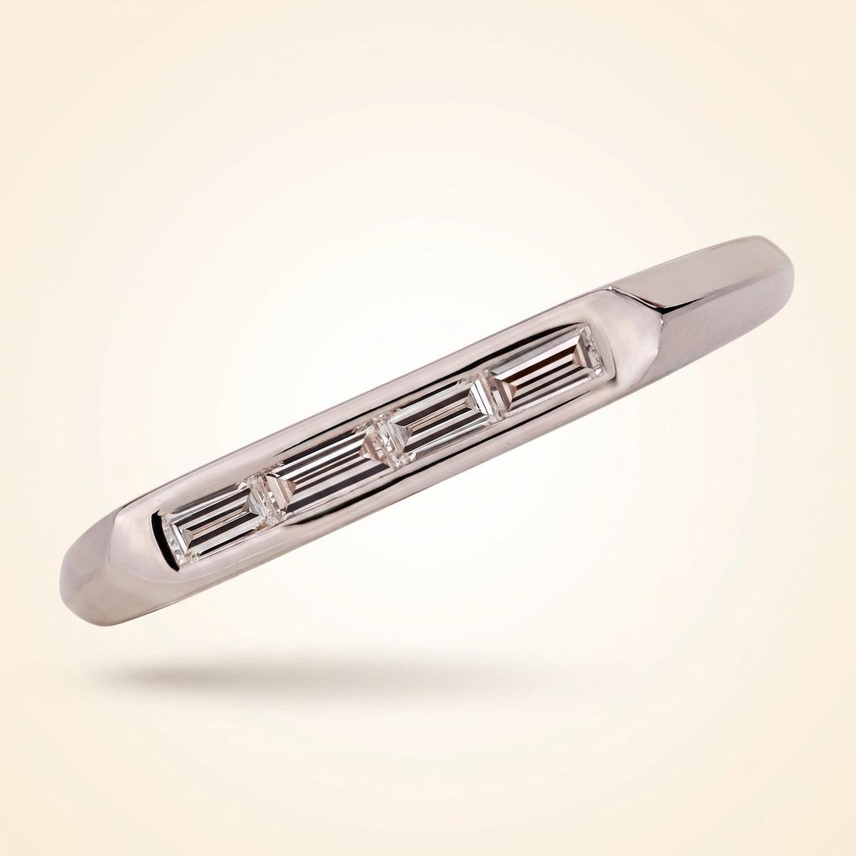 horizontal channel-set straight baguette diamond band