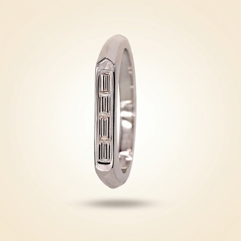horizontal channel-set straight baguette diamond band