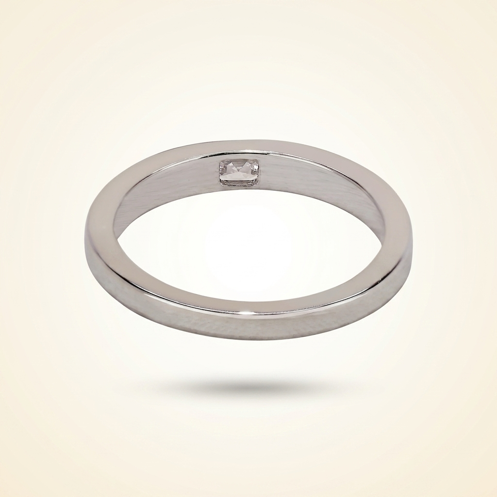 single flush-set baguette diamond solitaire band