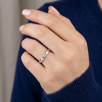 Single Flush-Set Baguette Diamond Solitaire Band