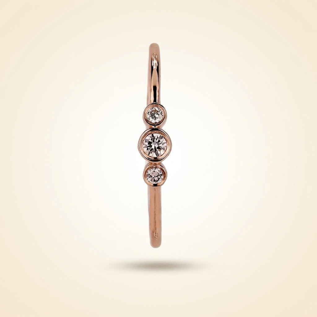 bezel-set three-stone diamond band