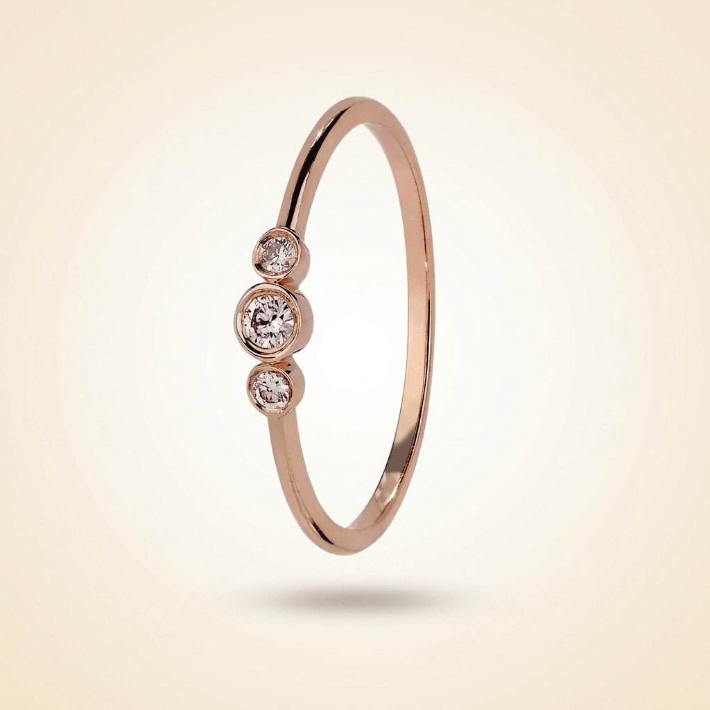 bezel-set three-stone diamond band