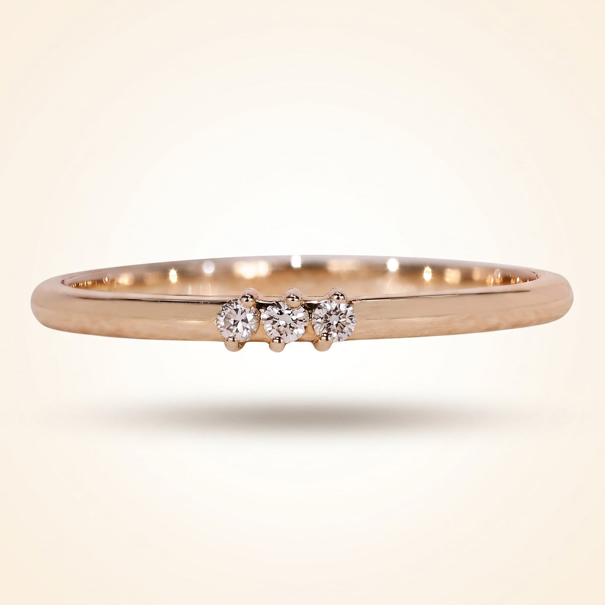 three-stone diamond stackable wedding band