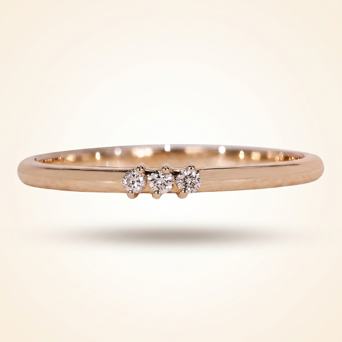 three-stone diamond stackable wedding band