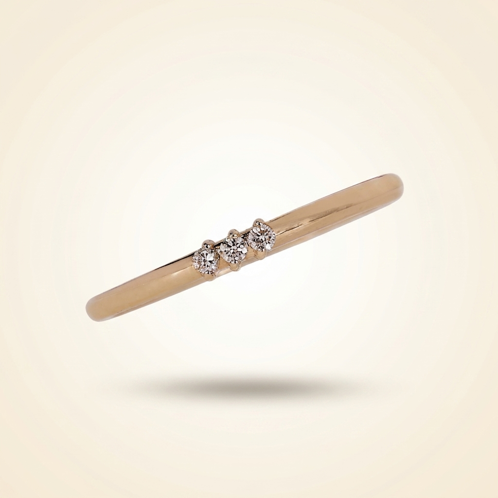 three-stone diamond stackable wedding band
