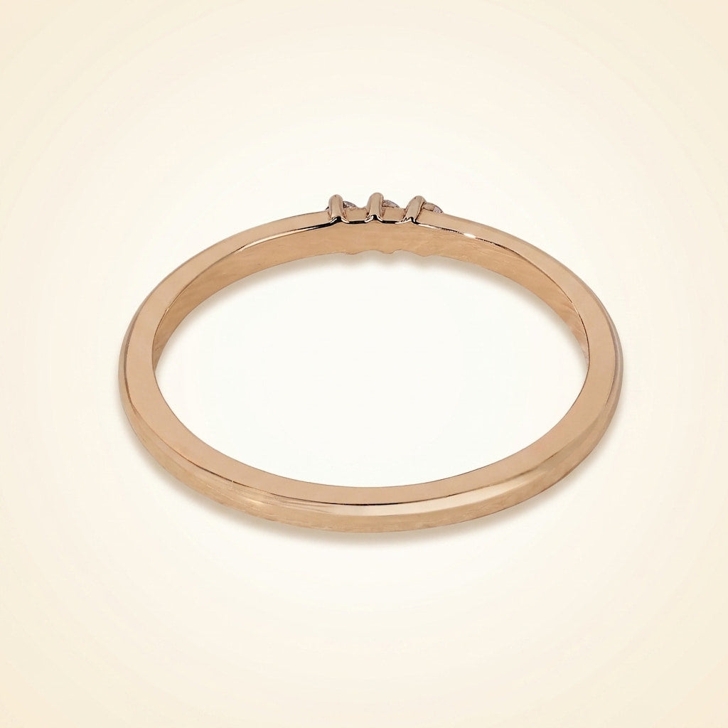 three-stone diamond stackable wedding band