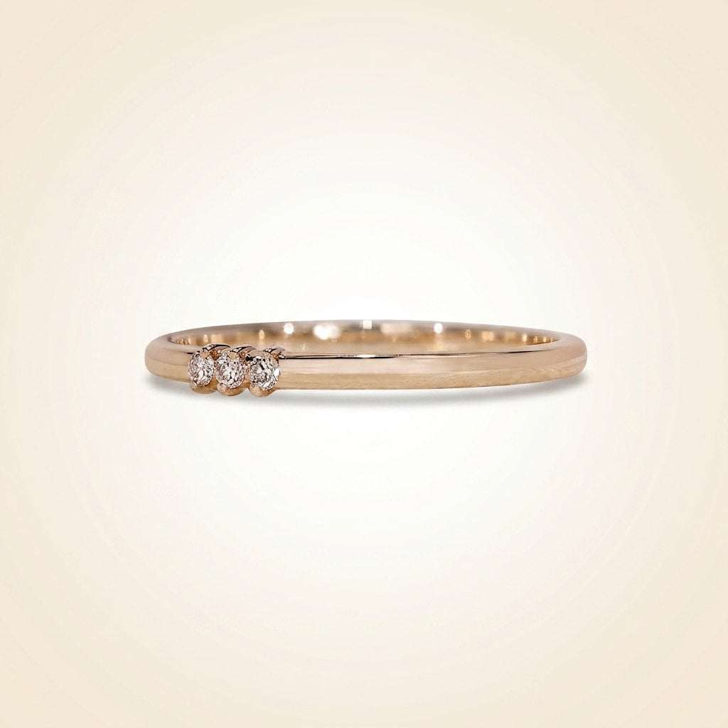 three-stone diamond stackable wedding band