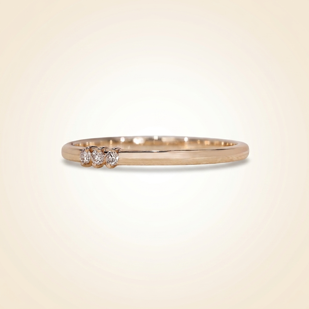 three-stone diamond stackable wedding band
