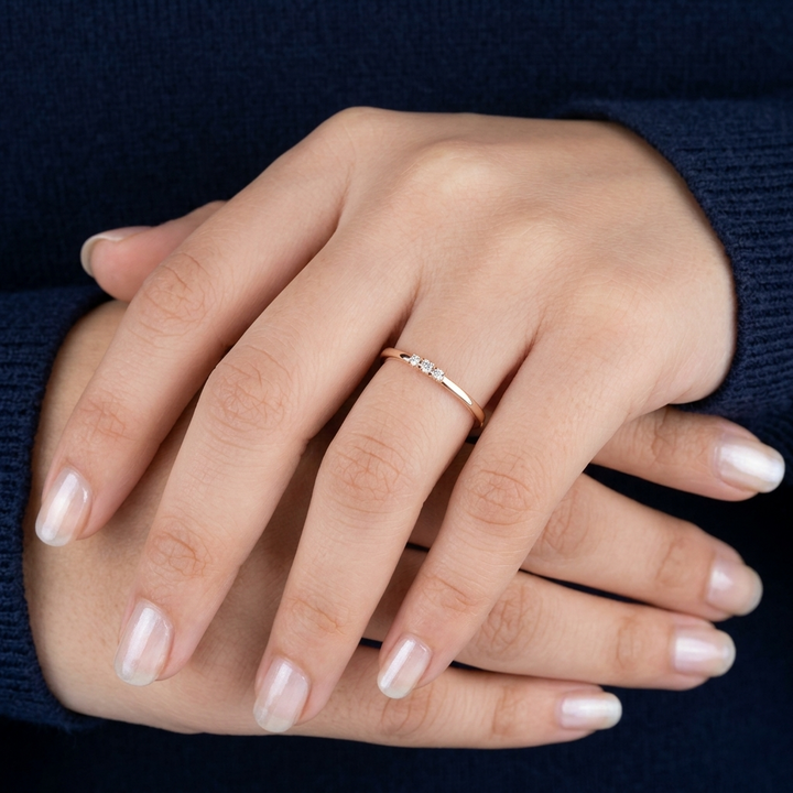 Three-Stone Diamond Stackable Wedding Band