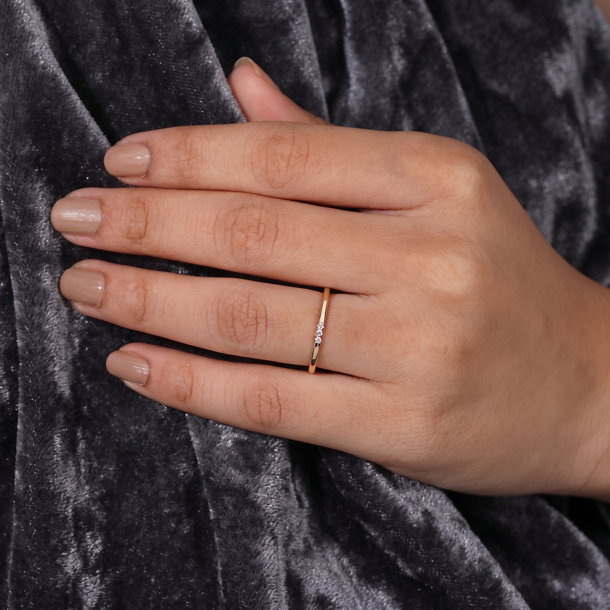 three-stone diamond stackable wedding band