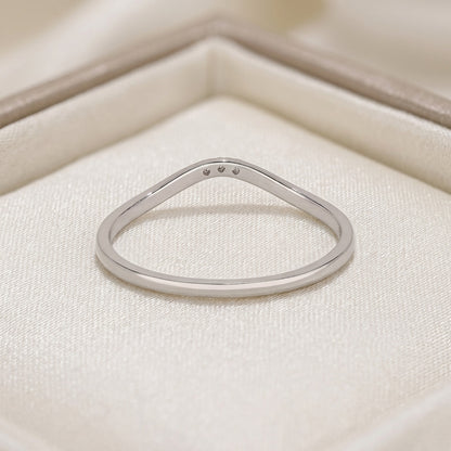 Curved Three-Stone Diamond Chevron Wedding Band in Gold