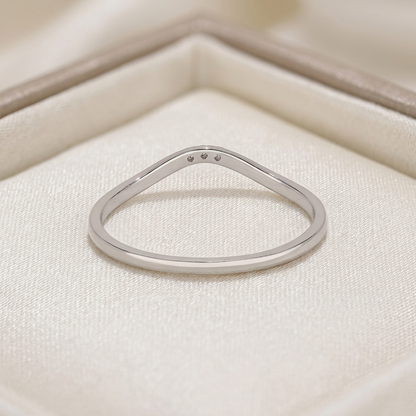 Curved Three-Stone Diamond Chevron Wedding Band in Gold