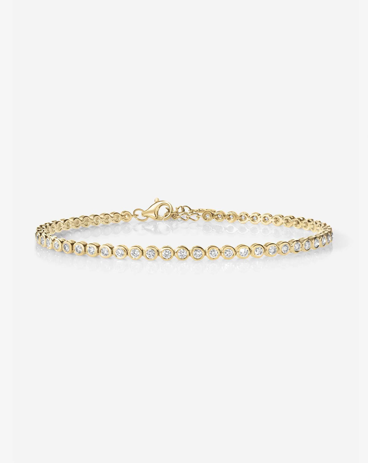 lab grown bezel set diamond station tennis bracelet with lobster clasp