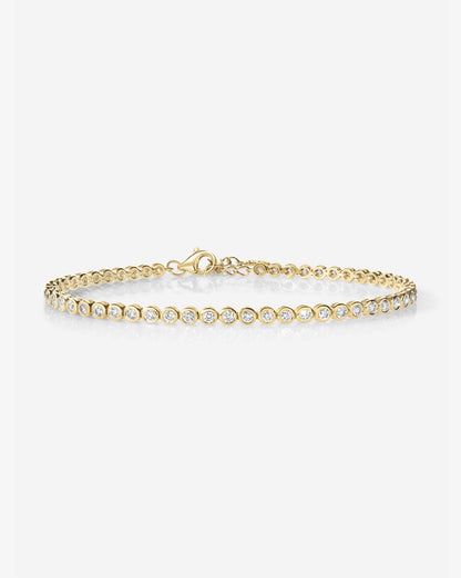 Lab Grown Bezel Set Diamond Station Tennis Bracelet with Lobster Clasp