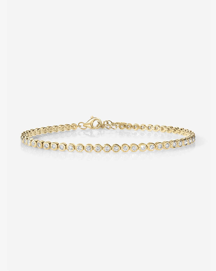 Lab Grown Bezel Set Diamond Station Tennis Bracelet with Lobster Clasp