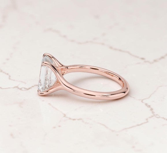 Emerald Cut Lab Grown Diamond Cathedral Solitaire Engagement Ring