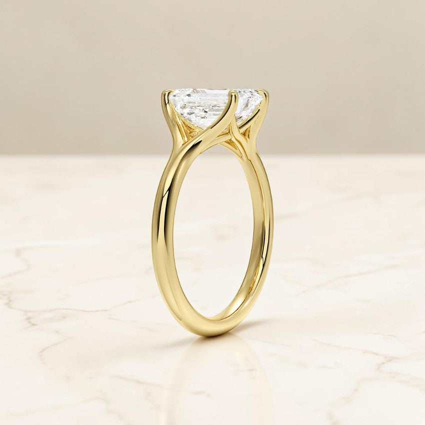 Emerald Cut Lab Grown Diamond Cathedral Solitaire Engagement Ring