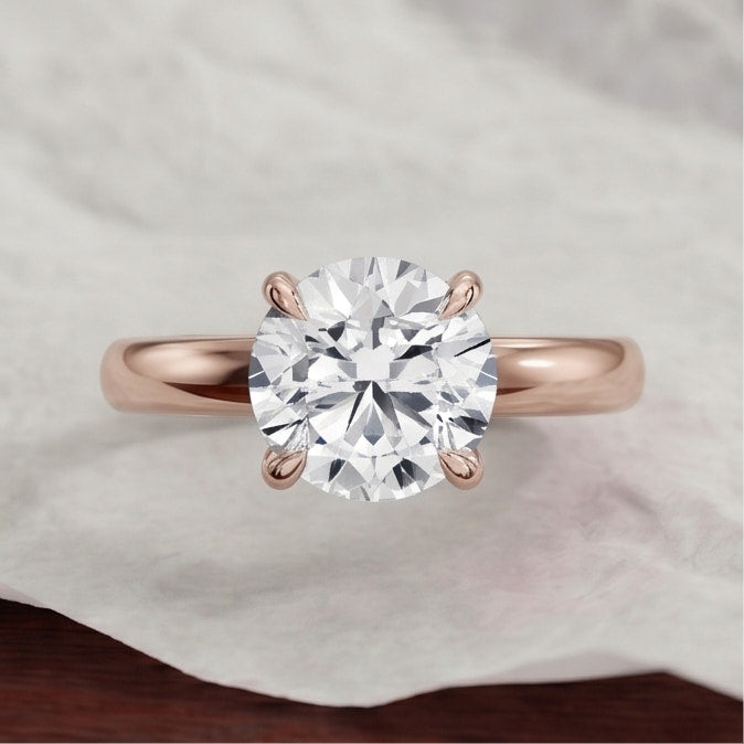 round cut lab grown diamond classic solitaire engagement ring