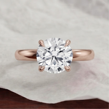 Round Cut Lab Grown Diamond Classic Solitaire Engagement Ring