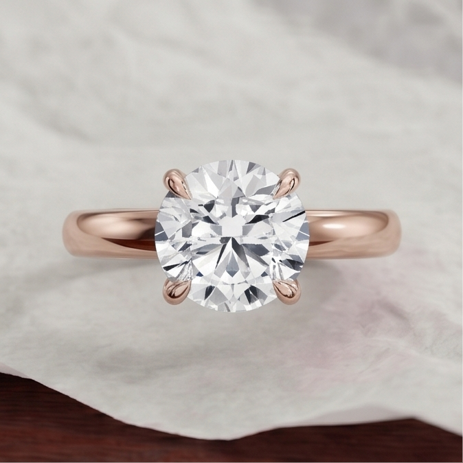 Round Cut Lab Grown Diamond Classic Solitaire Engagement Ring