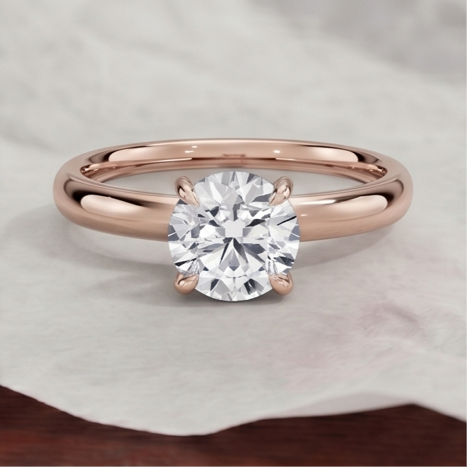 Round Cut Lab Grown Diamond Classic Solitaire Engagement Ring