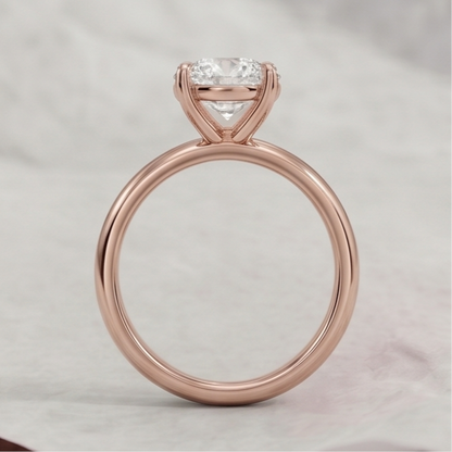14K Gold 1 Carat Round Cut Lab Grown Diamond Solitaire Engagement Ring