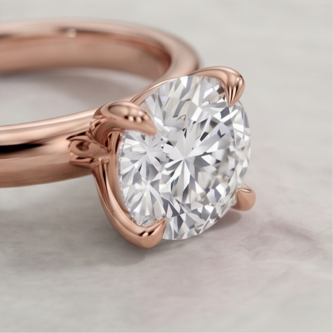 Round Cut Lab Grown Diamond Classic Solitaire Engagement Ring