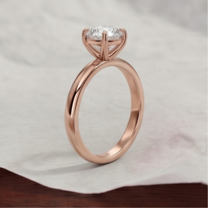 Round Cut Lab Grown Diamond Classic Solitaire Engagement Ring